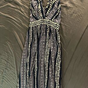 Angie Blue & White Boho Maxi Dress Size Large NWOT